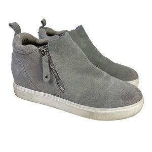 STEVE MADDEN SILYA Gray Suede Genuine Leather Sneakers Ankle Boots Shoes sz 9